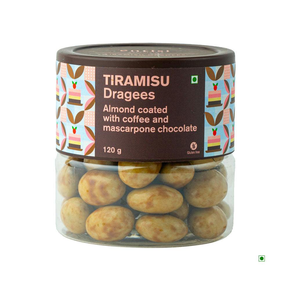 Entisi Dark chocolate coated Tiramisu Almond Dragees Jar 120g
